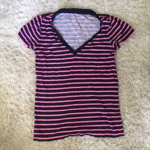 J. Crew pink and navy blue t-shirt - M